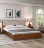 Kawasaki Queen size Bed in Planked Walnut Finish with Upholstered Headboard