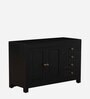 Kawung Solid Wood Sideboard In Scratch Resistant Ebony Finish
