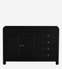 Kawung Solid Wood Sideboard In Scratch Resistant Ebony Finish