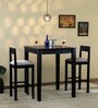 Kawung Solid Wood Bar Table Set in Scratch Resistant Ebony Finish With 2 Chairs