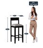 Kawung Solid Wood Bar Table Set in Scratch Resistant Ebony Finish With 2 Chairs