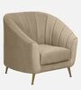Kaylee Chenille Fabric 1 Seater Sofa in Beige Colour