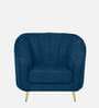 Kaylee Chenille Fabric 1 Seater Sofa In Denim Blue Colour