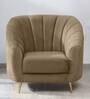 Kaylee Velvet 1 Seater Sofa in Beige Colour
