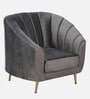 Kaylee Velvet 1 Seater Sofa In Fossil Grey Colour