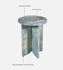Kazan Pine Wood Side Table In Turquoise Blue Finish