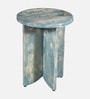 Kazan Pine Wood Side Table In Turquoise Blue Finish