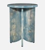 Kazan Pine Wood Side Table In Turquoise Blue Finish