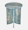 Kazan Pine Wood Side Table In Turquoise Blue Finish