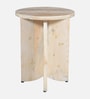 Kazan Pine Wood Side Table In Whitewash Finish Kazan Pine Wood Side Table In Whitewash Finish