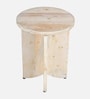 Kazan Pine Wood Side Table In Whitewash Finish Kazan Pine Wood Side Table In Whitewash Finish