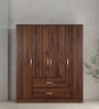 Kazuhiko 4 Door Wardrobe in Columbia Walnut Finish with Lock