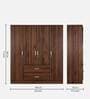 Kazuhiko 4 Door Wardrobe in Columbia Walnut Finish with Lock