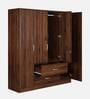 Kazuhiko 4 Door Wardrobe in Columbia Walnut Finish with Lock