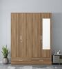 Vector 4 Door Wardrobe With Mirror In Walnut Bronze Finish With Locker & Drawer