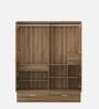 Vector 4 Door Wardrobe With Mirror In Walnut Bronze Finish With Locker & Drawer
