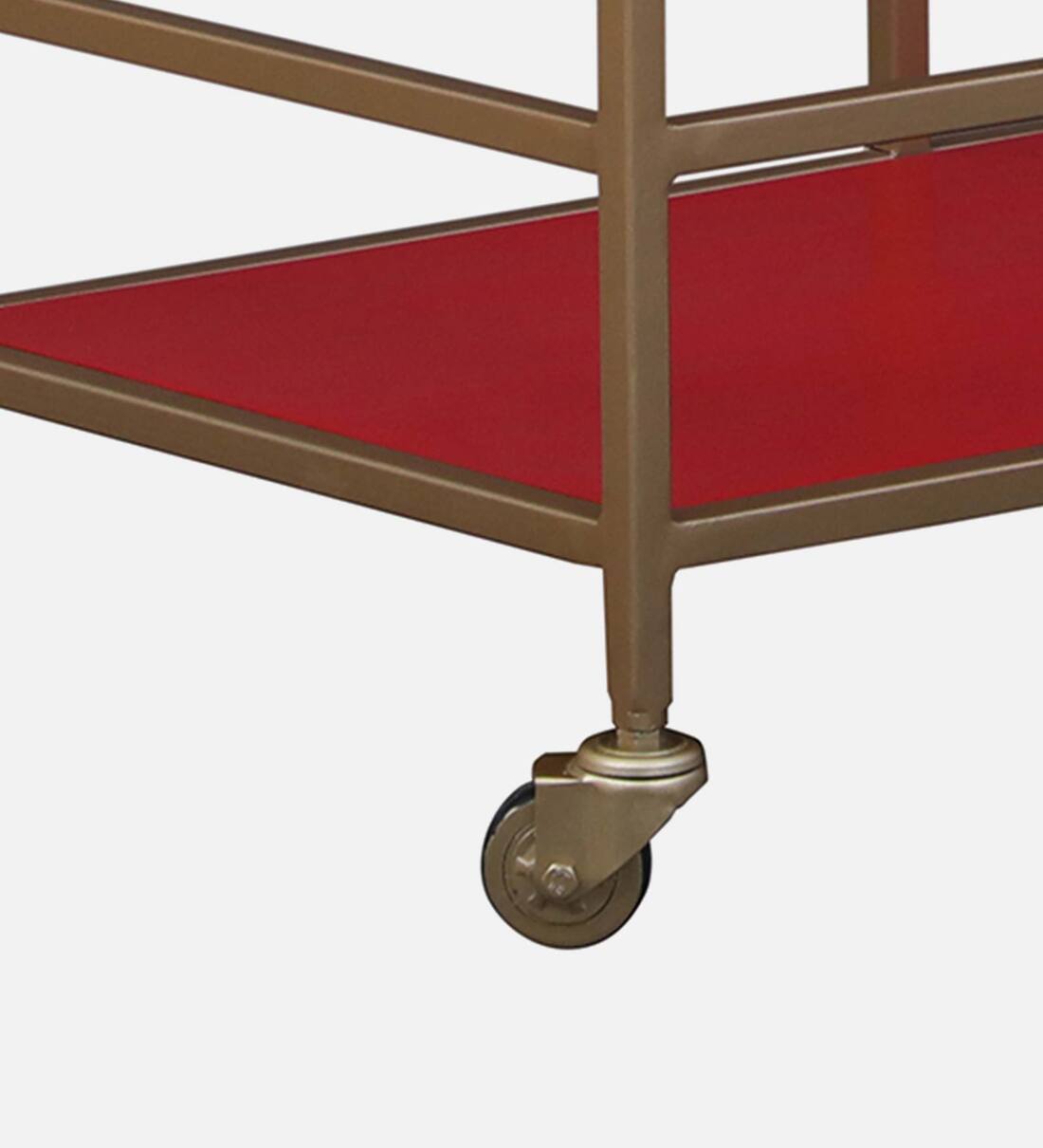 Buy Seia Metal Bar Trolley in Red & Golden Finish Online Bar Trolleys