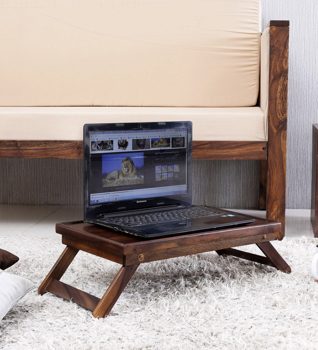 Buy Kennewick Solid Wood Portable Laptop Table In Provincial Teak Finish By Woodsworth Online