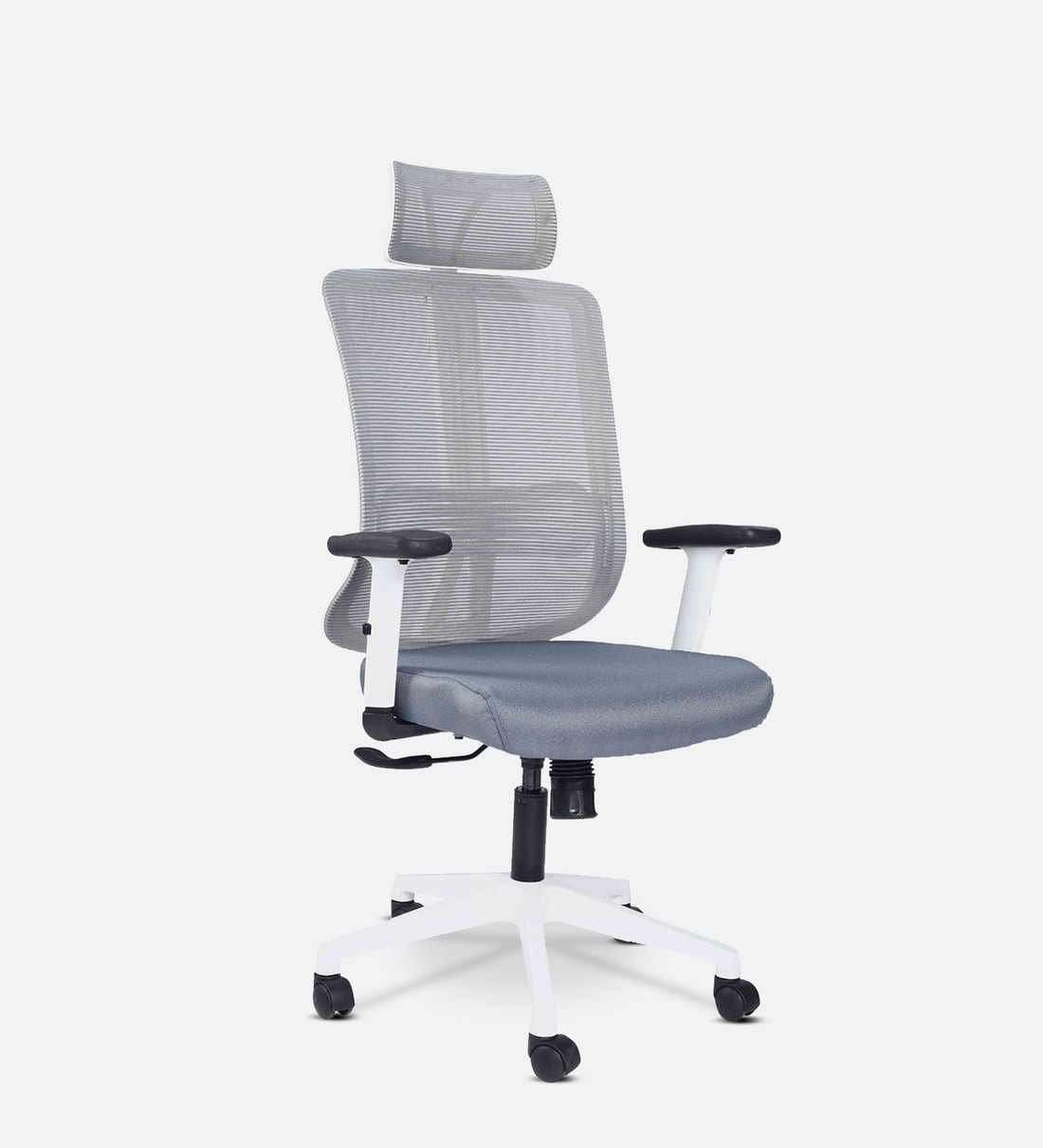 Buy Kenny High Back White Ergonomic Chair with Headrest in Grey Colour ...