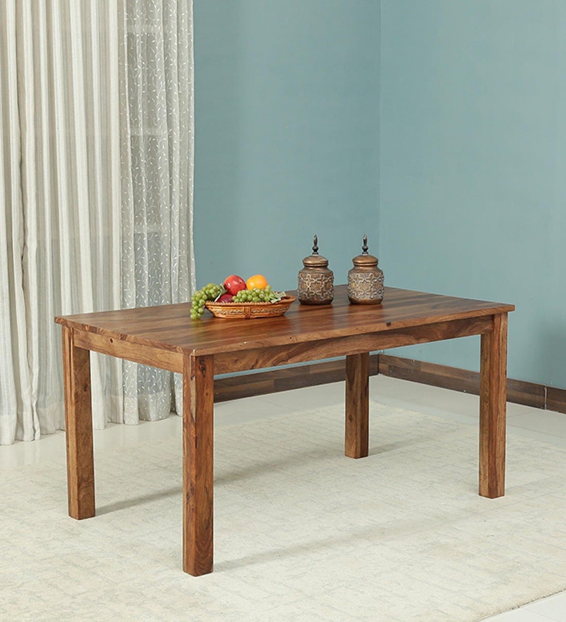 Buy Kentan Sheesham Wood 4 Seater Dining Table In Rustic Teak Finish By