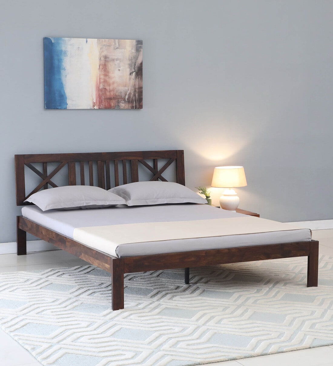 Buy Kenzo Sheesham Wood Queen Size Bed In Provincial Teak Finish at 13% ...