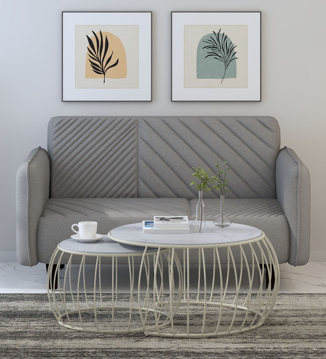 Buy Kerby Metal Nesting Coffee Table Set in White & Silver Finish by