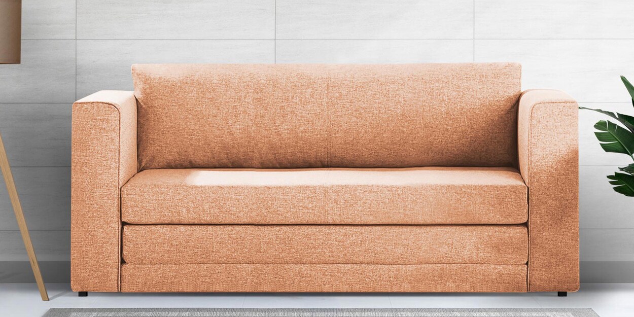 Buy Kenia Fabric 3 Seater Convertible Sofa Cum Bed in Cosmic Beige