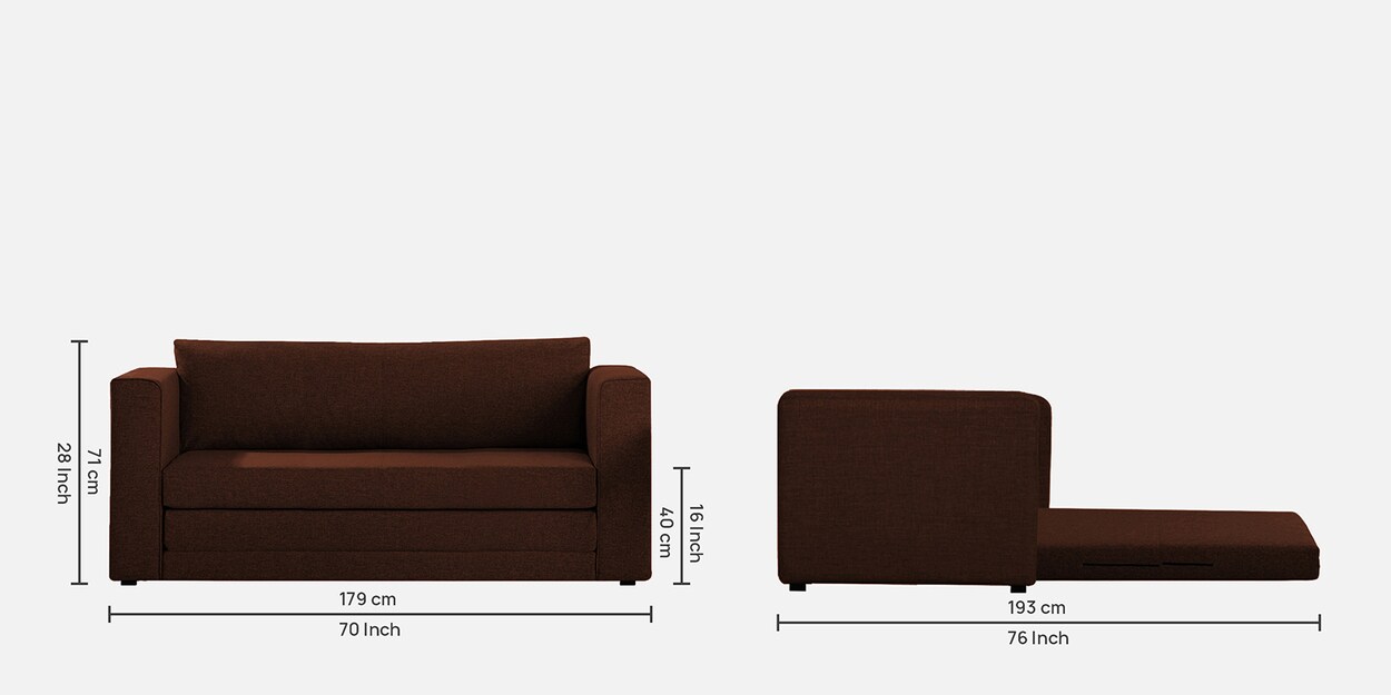 Buy Kenia Fabric Convertible Sofa Cum Bed in Coffee Brown Colour by