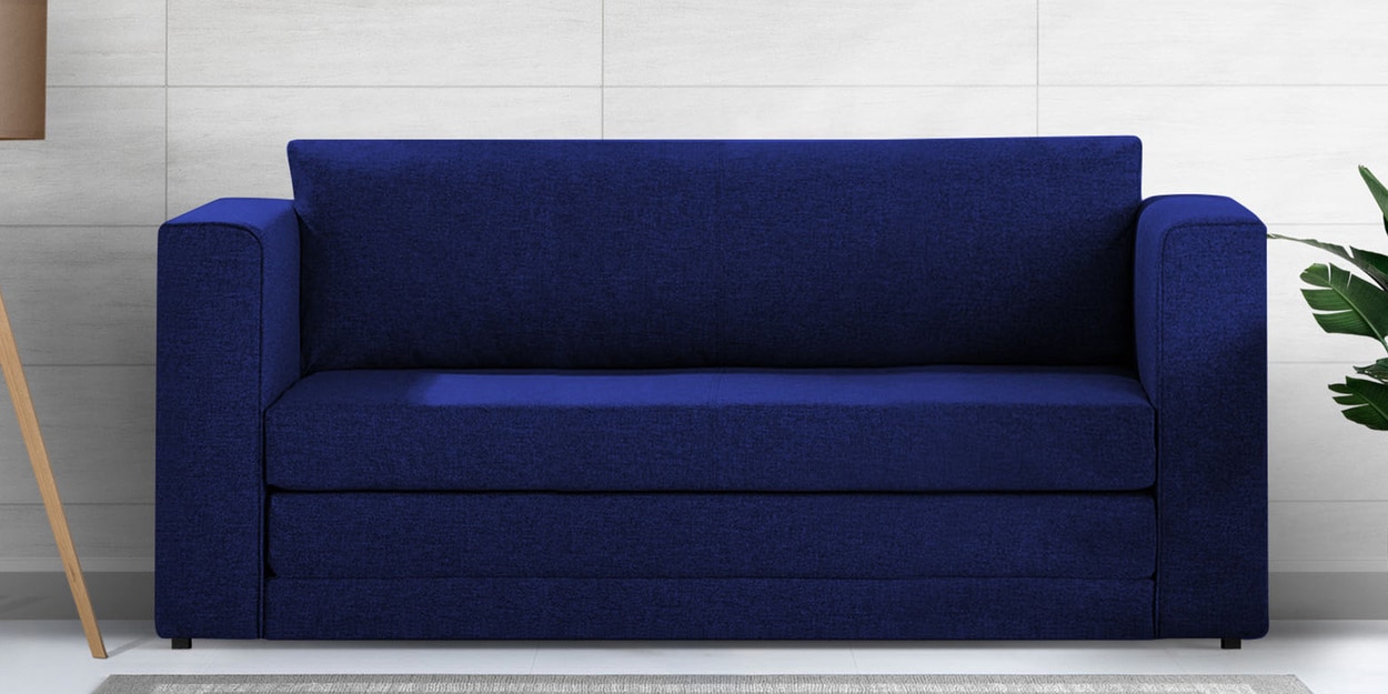Buy Kenia Fabric 3 Seater Convertible Sofa Cum Bed in Royal Blue Colour