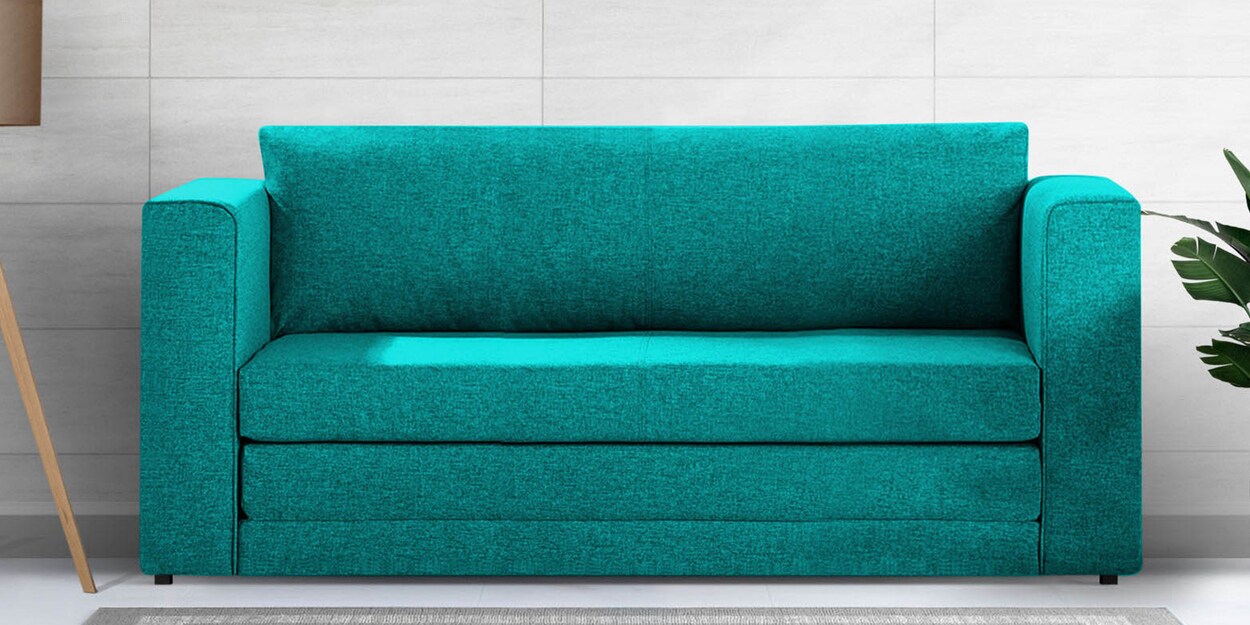 Buy Kenia Fabric 3 Seater Convertible Sofa Cum Bed in Sea Green Colour