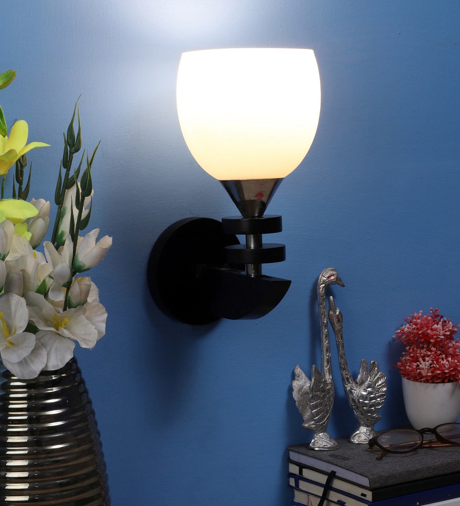 Keefe Wooden Wall Mounted Uplight Sconce (Black)