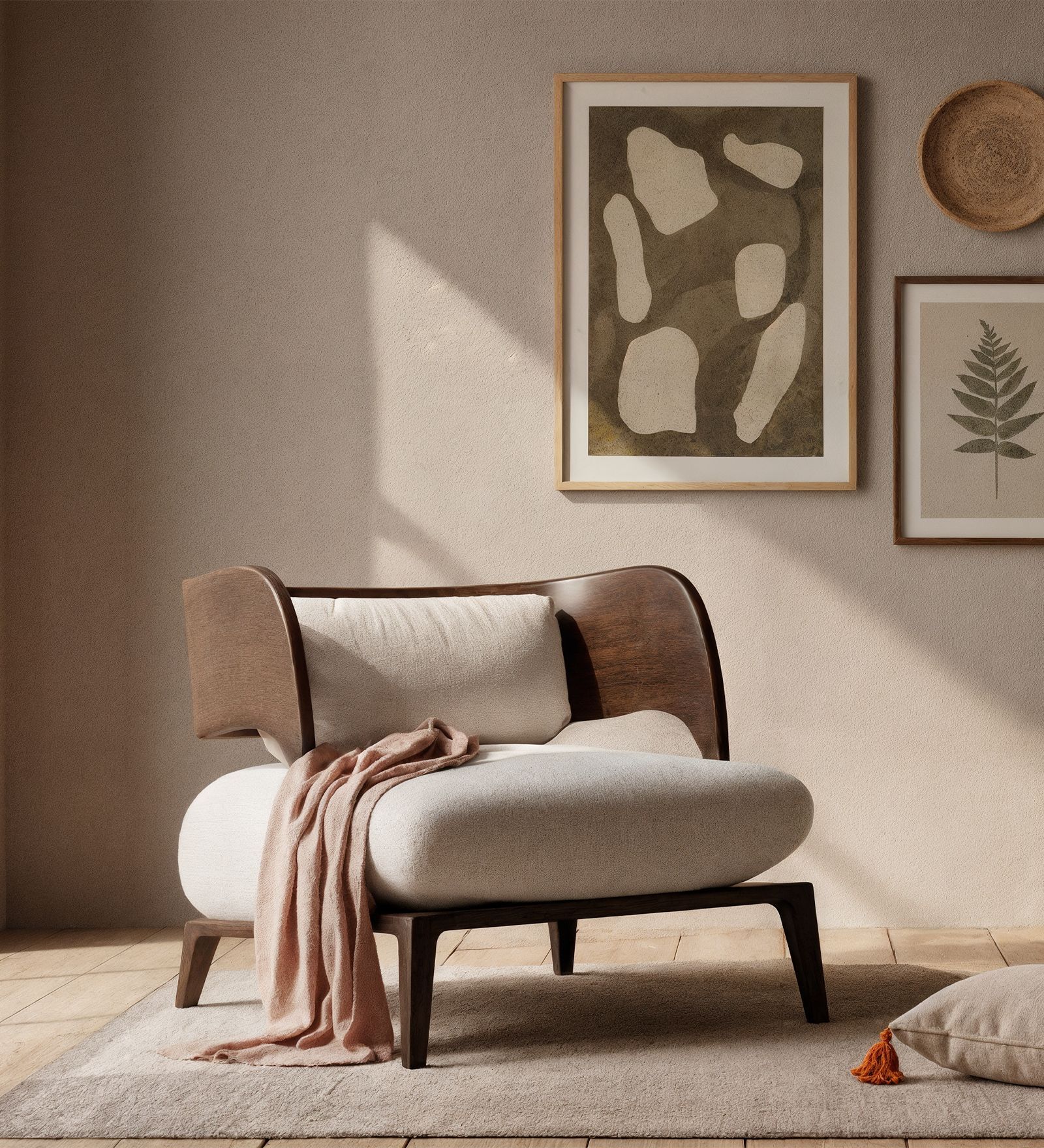 Kei Suede Lounge Chair In White Colour