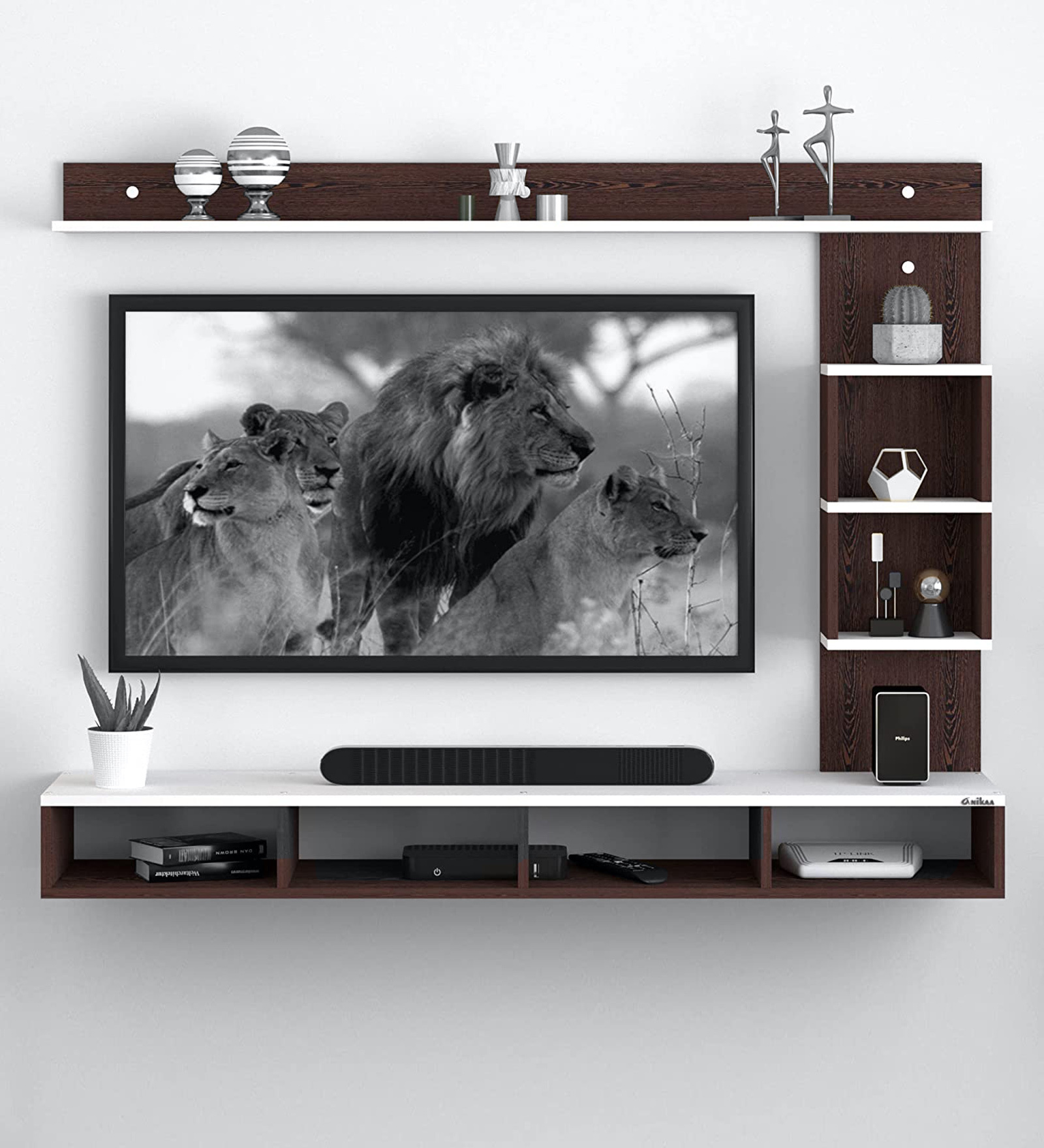 Kelly Wall Mount TV Unit For TV Upto 43" in Wenge White Finish