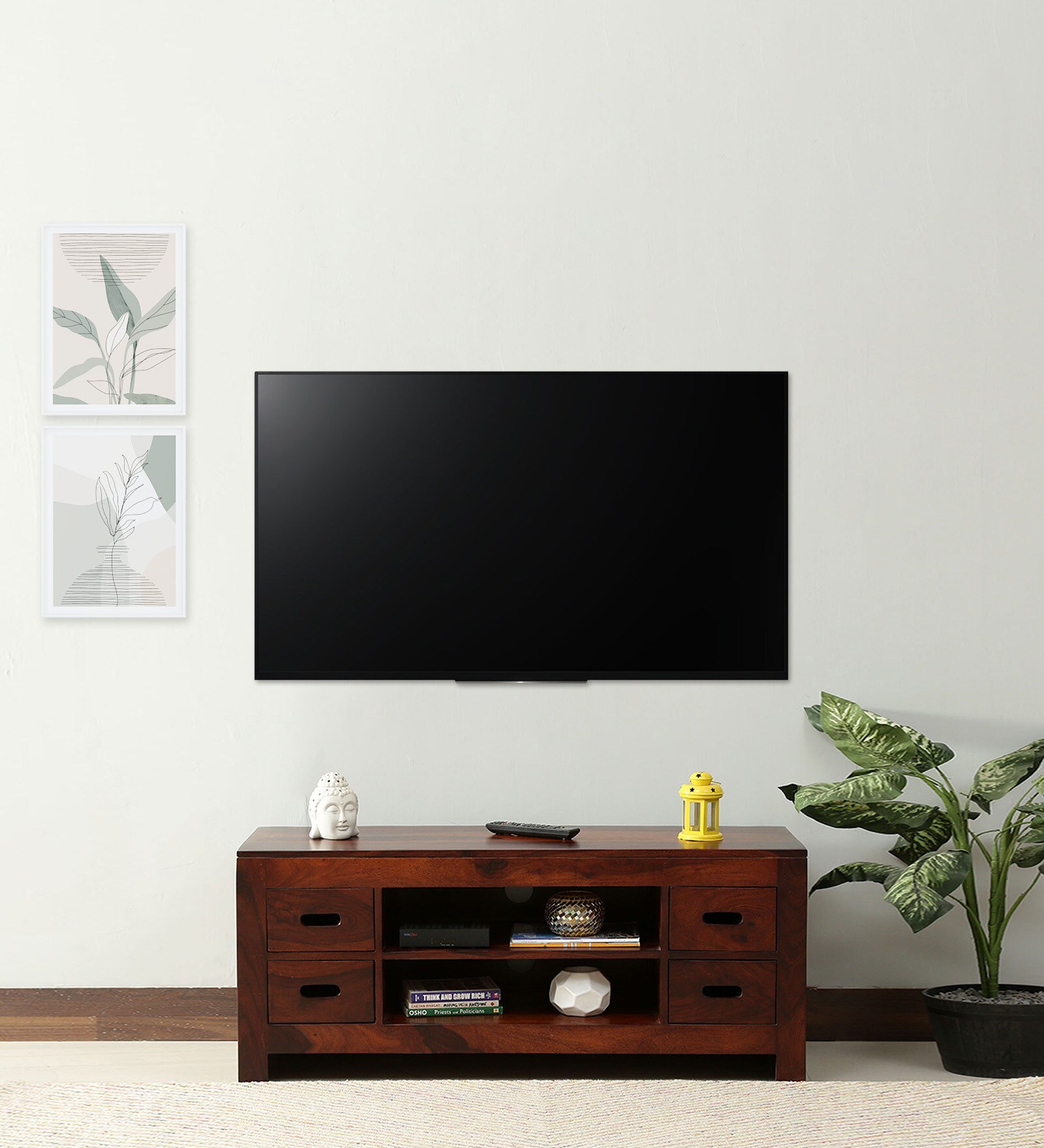Buy Kelty Sheesham Wood TV Console In Honey Oak Finish For TVs Up To 43 ...