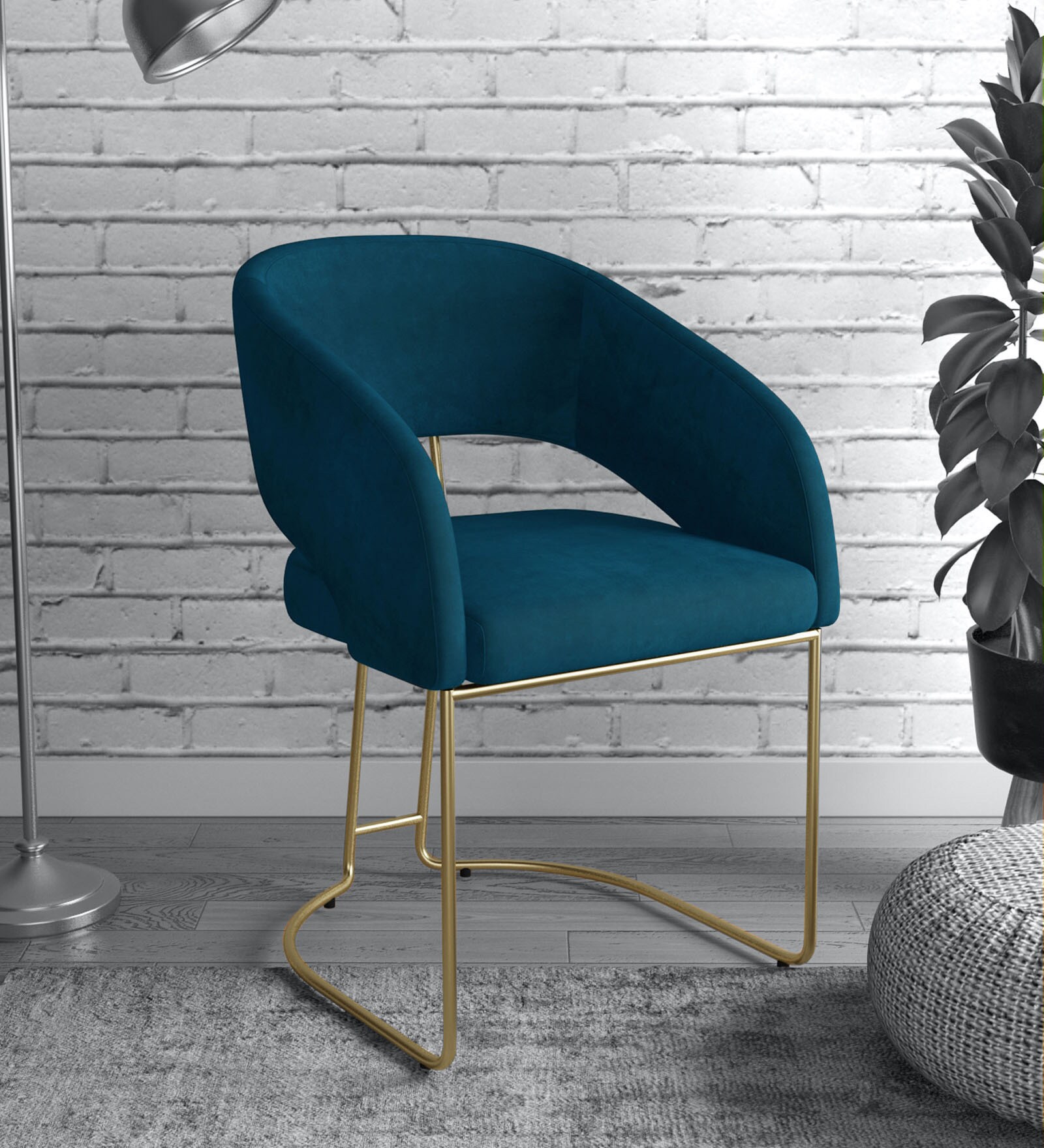 Buy Kennedy Upholstered Arm Chair In Golden Finish By Bohemiana Online