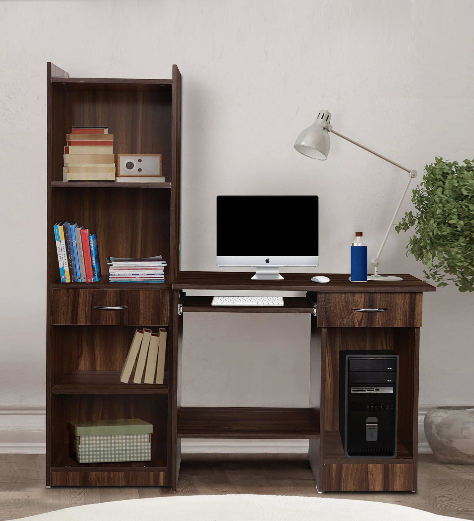 Kenny Hutch Desk in Dark Walnut Finish