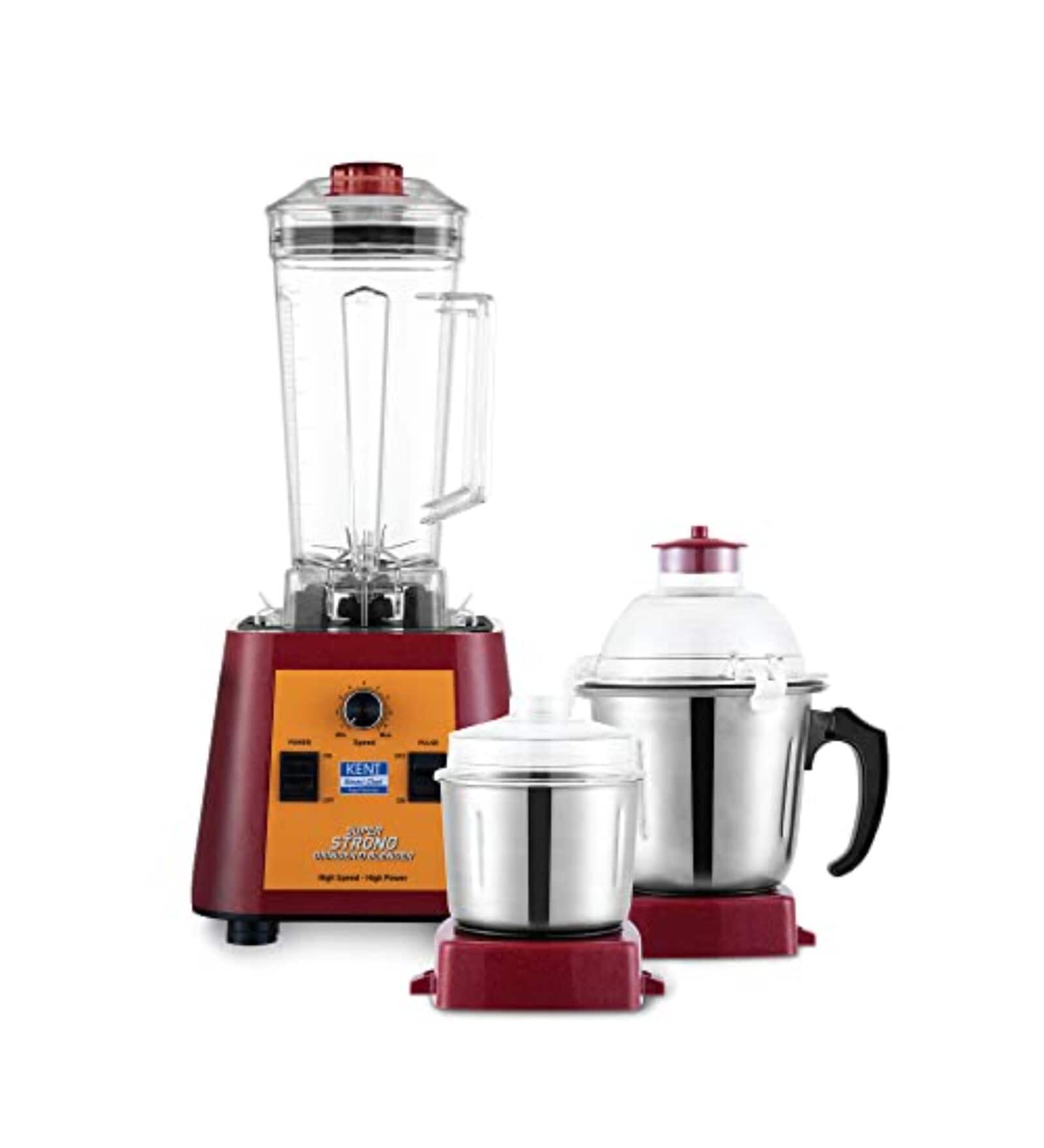 KENT Electronic Variables Speed Control Spill-Proof Lids With Jars Mixer & Grinder (Red)