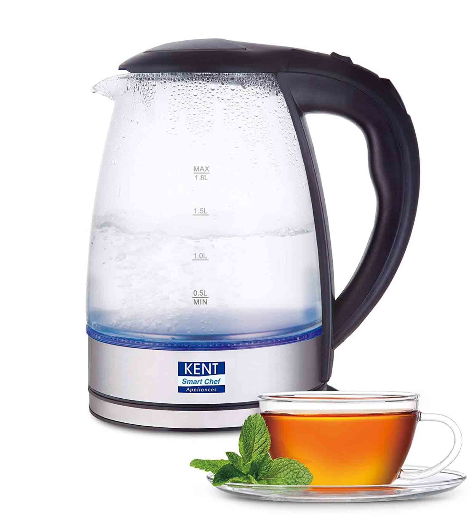 KENT Elegant 2000 Watt 1.8 Litre Electric Glass Kettle KENT Elegant 2000 Watt 1.8 Litre Electric Glass Kettle