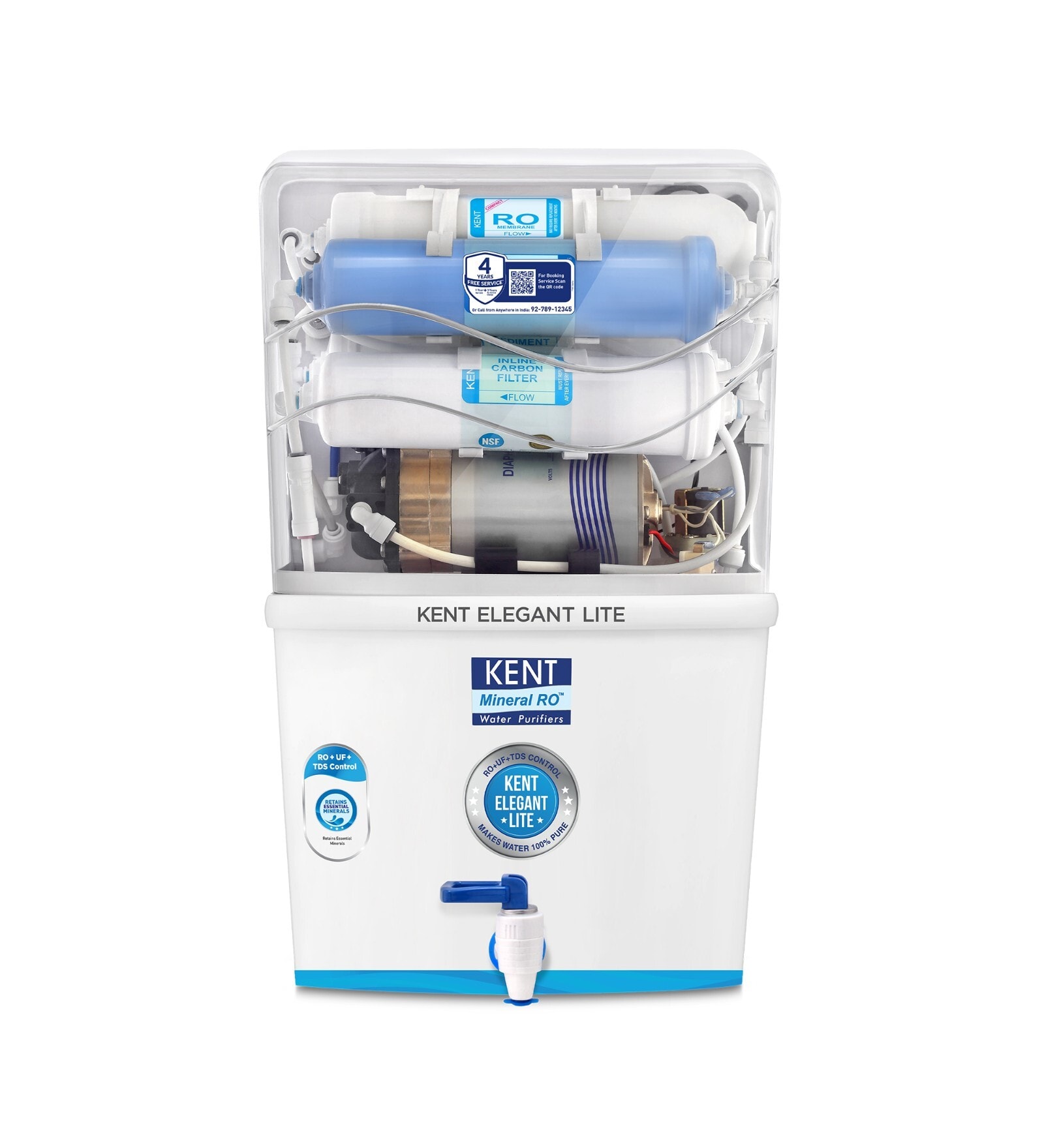 KENT Elegant Lite RO+UV+UF+TDS Wall Mounting Water Purifier (White)