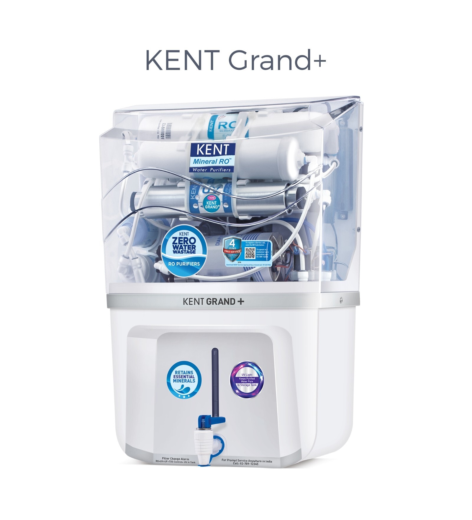 KENT Grand Star Plus Advanced RO+UV+UF+TDS Wall Mounting Water Purifier (White)