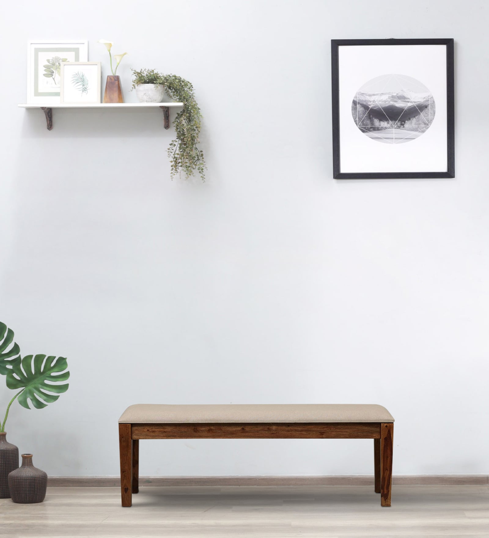 Kentan Sheesham Wood XL Bench In Rustic Teak Finish