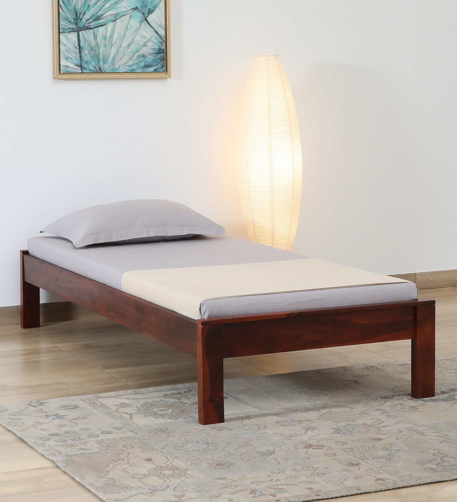 Kenzo Sheesham Wood Single Bed In Honey Oak Finish