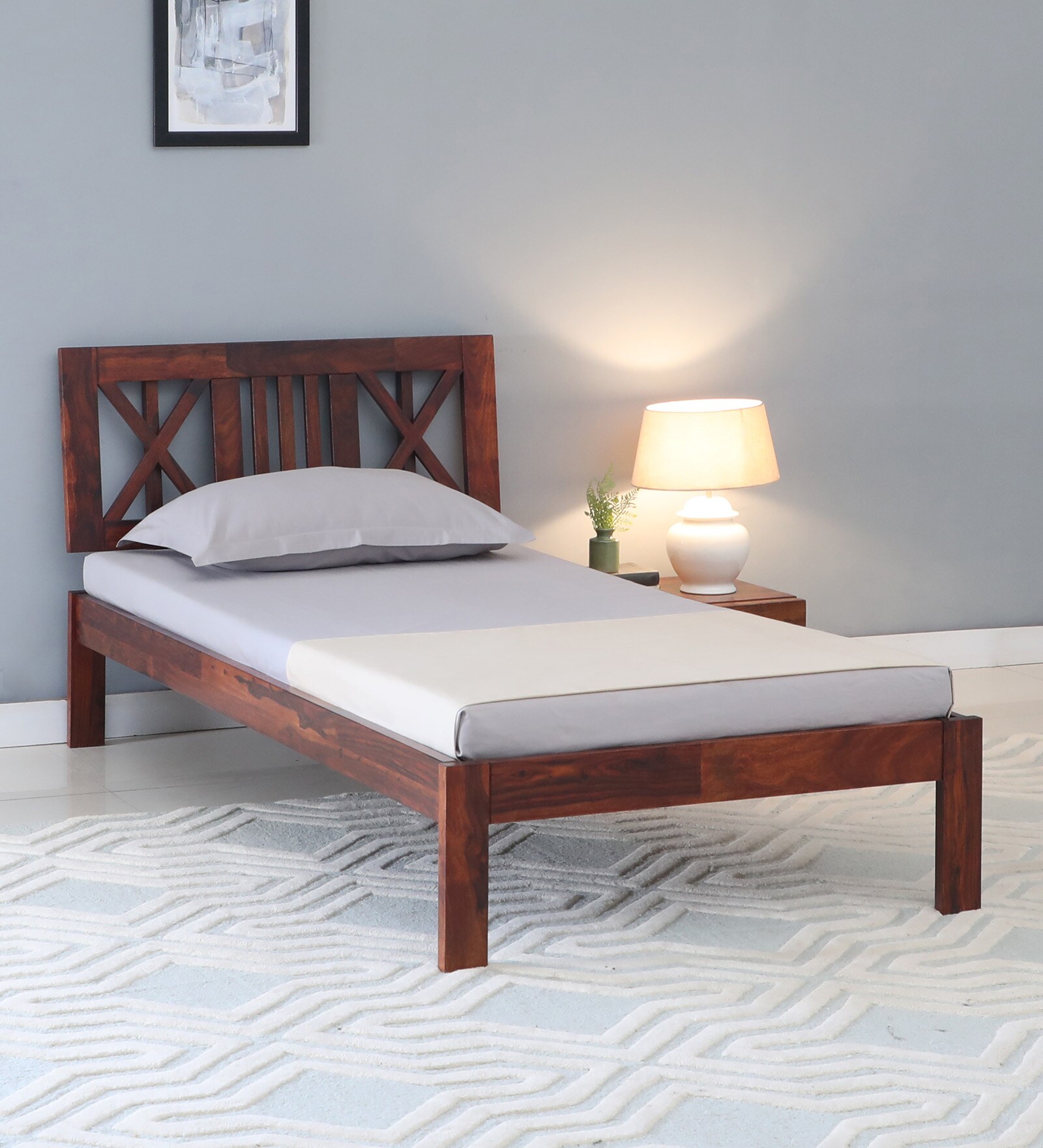 Buy Kenzo Sheesham Wood Single Bed In Honey Oak Finish at 22% OFF by ...