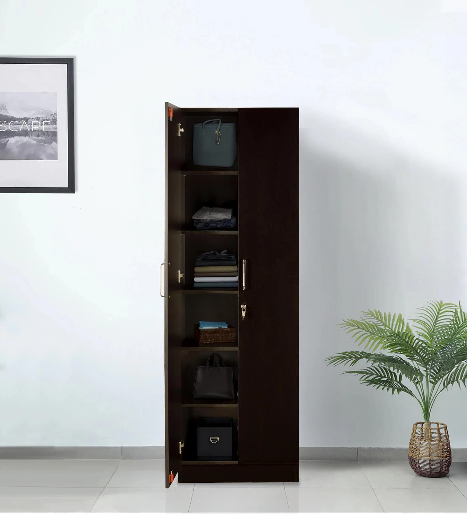 Kenzou 2 Door Wardrobe In Wenge Finish With Adjustable Shelves