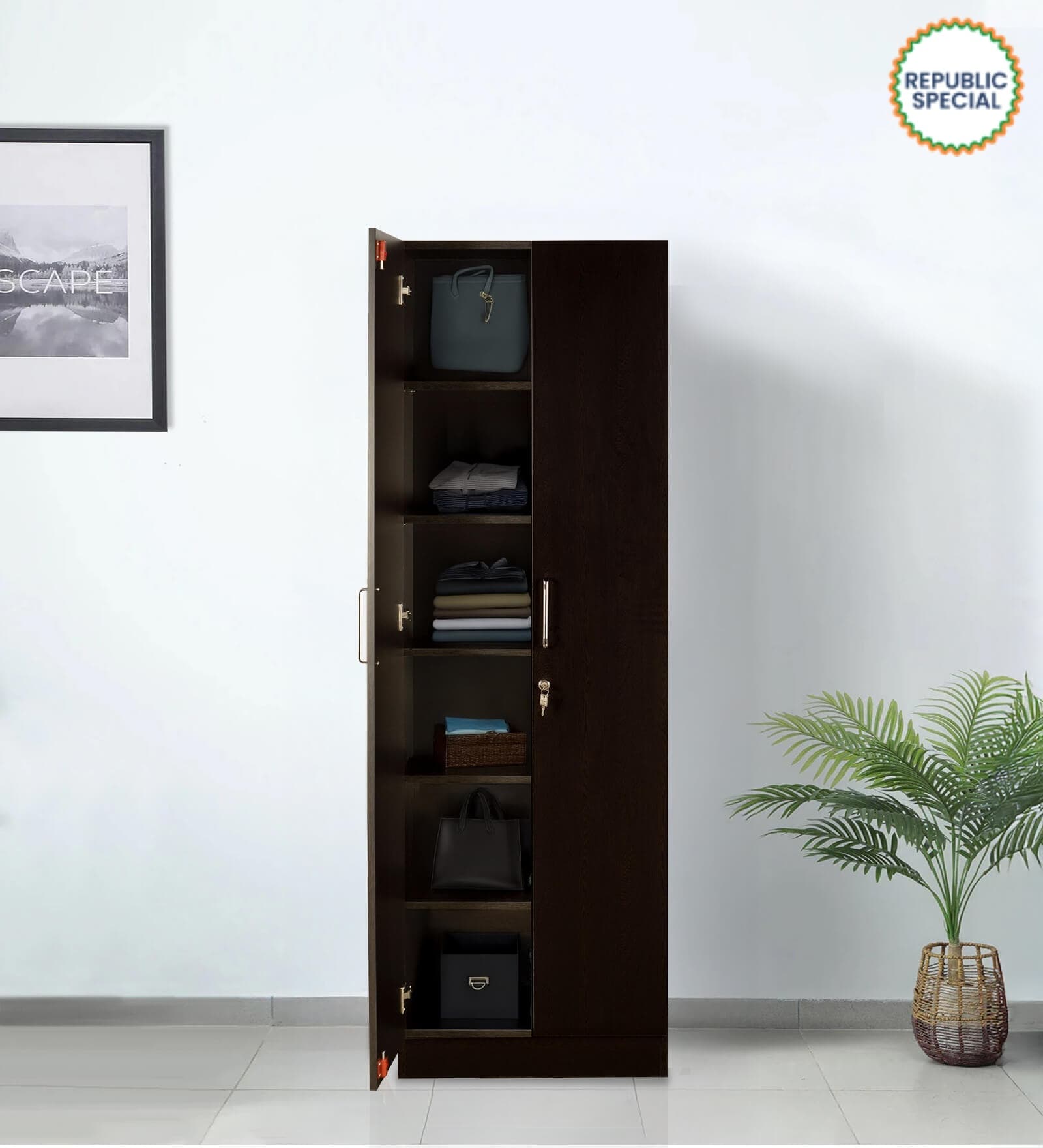 Kenzou 2 Door Wardrobe In Wenge Finish With Adjustable Shelves
