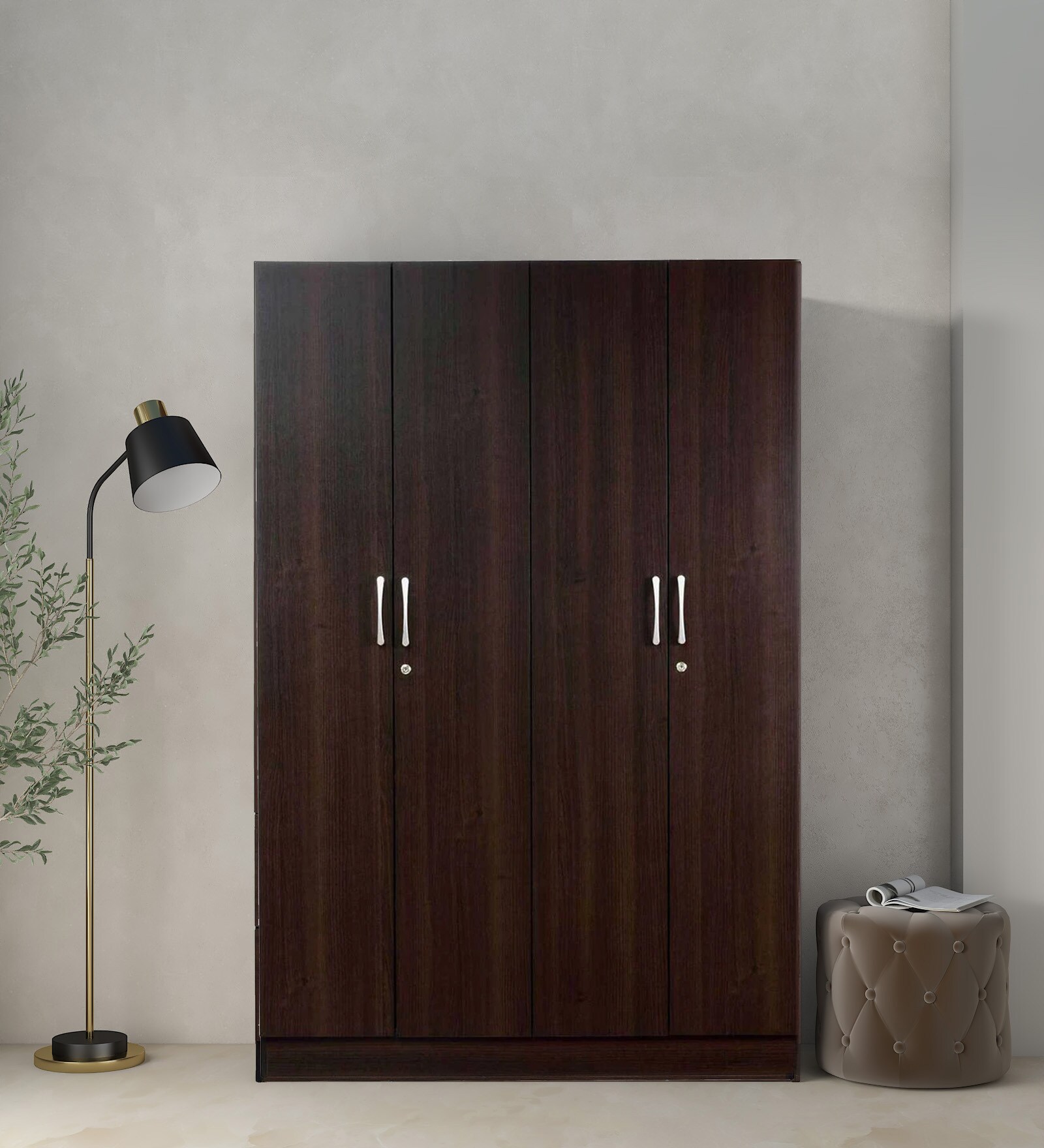 Kenzou 4 Door Wardrobe in Wenge Finish with Lock