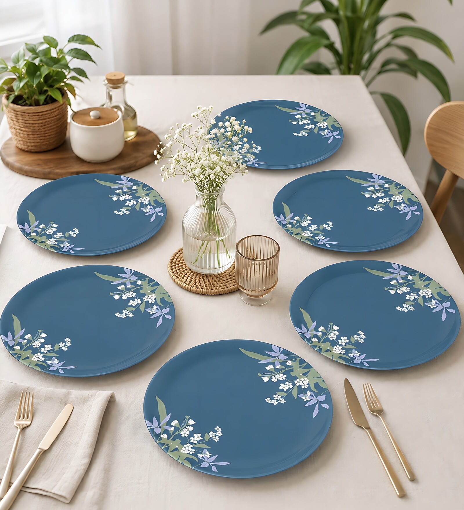 Keon Blue & White Glass Dinner Plate