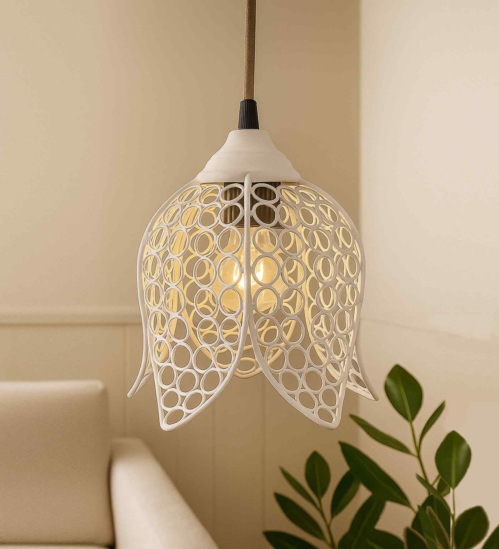 Kepler White Steel Hanging Light