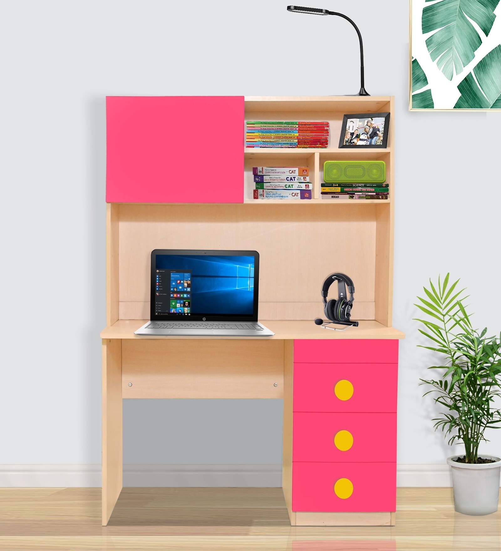 Kevin Kids Study Table In Pink Colour