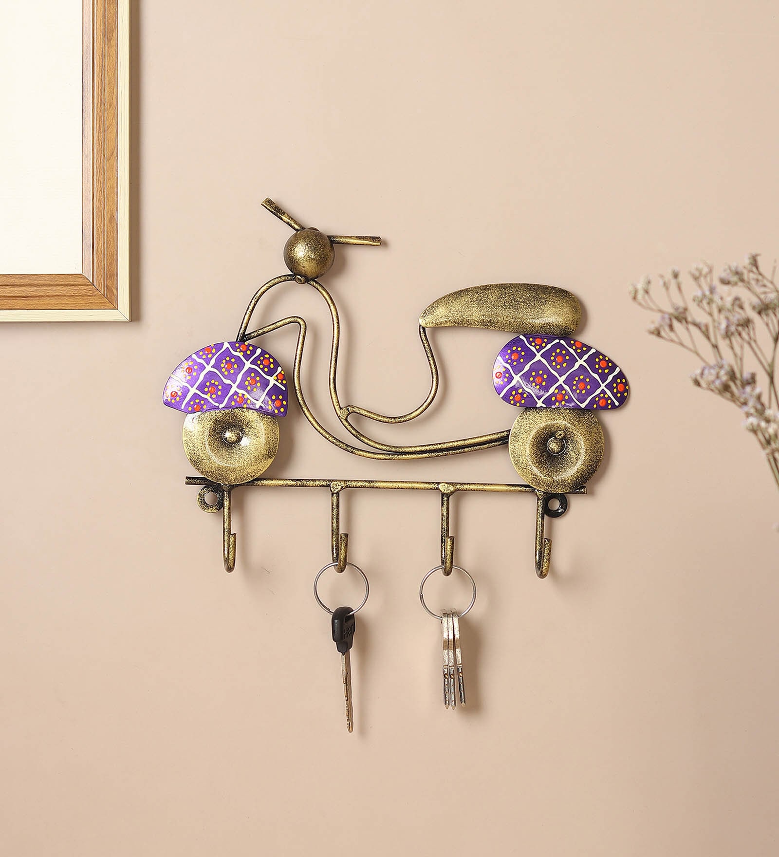 (1Pc) Purple Metal Scotty Modern Wall Mount Key Holder